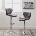 Ellston Upholstered Adjustable Swivel Barstools in Gray, Set of 2