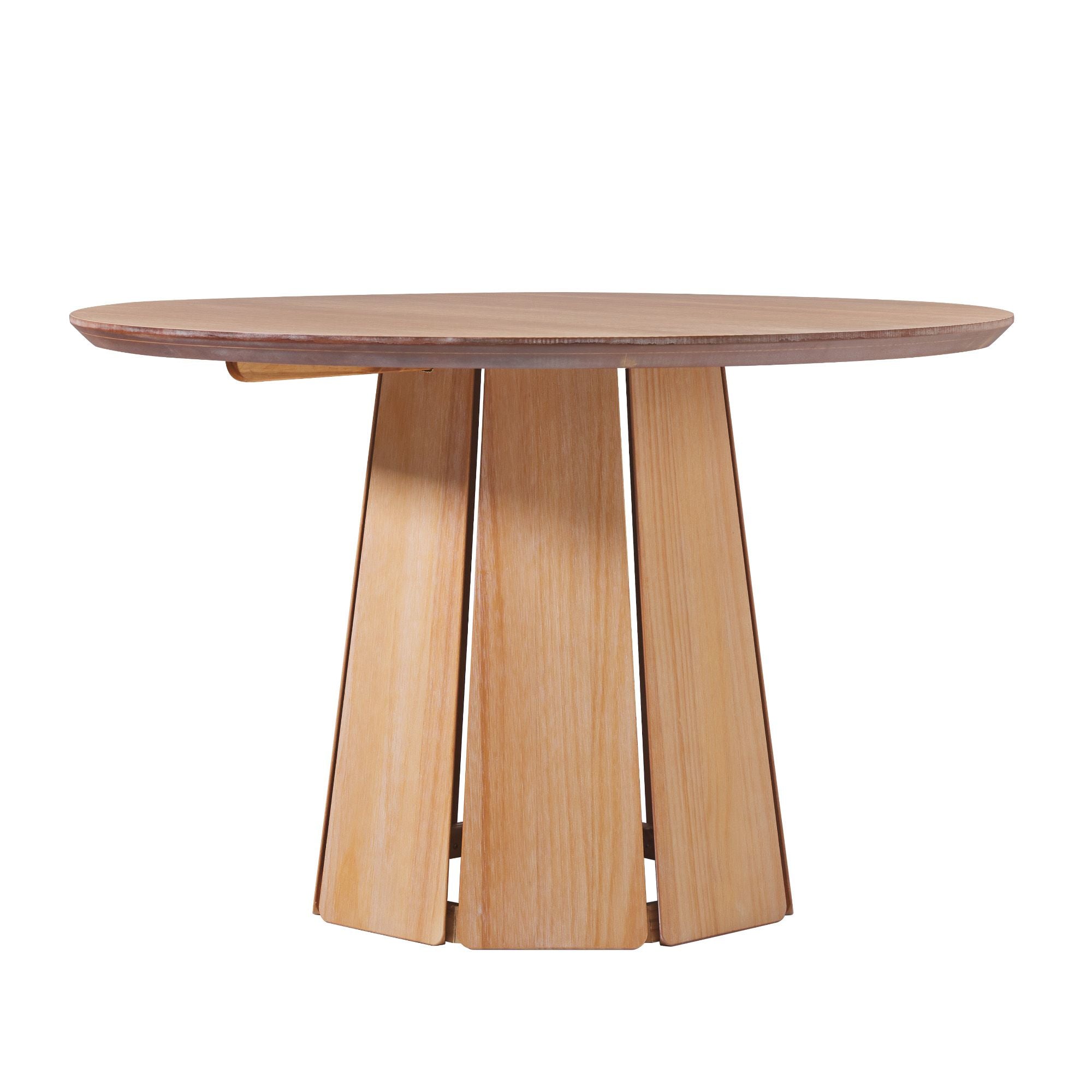 Modern 48 Round Solid Wood Pedestal Dining Table, Cerused White