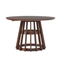 Modern 48 Round Solid Wood Dining Table with Pedestal Base, Brown