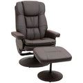 HOMCOM Recliner and Ottoman with Wrapped Base, Swivel PU Leather Reclining Chair with Footrest for Living Room, Bedroom and Home