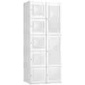 HOMCOM Portable Wardrobe Closet, Folding Bedroom Armoire, Clothes Storage Organizer with 8 Cube Compartments, Hanging Rod, Magne
