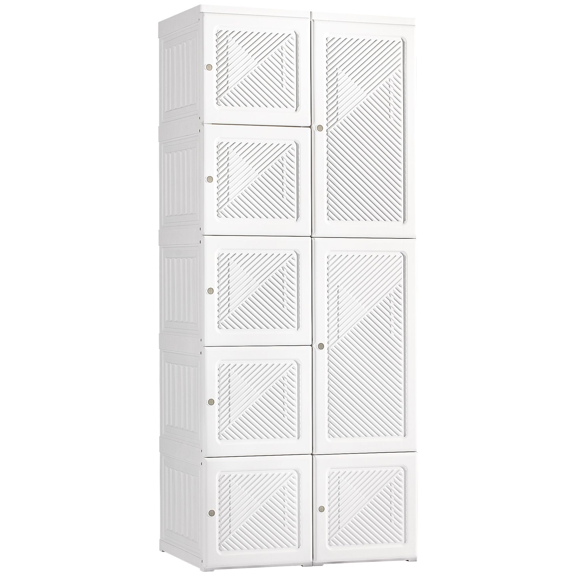 HOMCOM Portable Wardrobe Closet, Folding Bedroom Armoire, Clothes Storage Organizer with 8 Cube Compartments, Hanging Rod, Magne