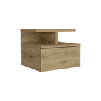 Depot E-Shop Seward Floating Nightstand, Wall Mounted With Single Drawer And 2-Tier Shelf, Macadamia