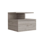 Depot E-Shop Seward Floating Nightstand, Wall Mounted With Single Drawer And 2-Tier Shelf, Light Gray