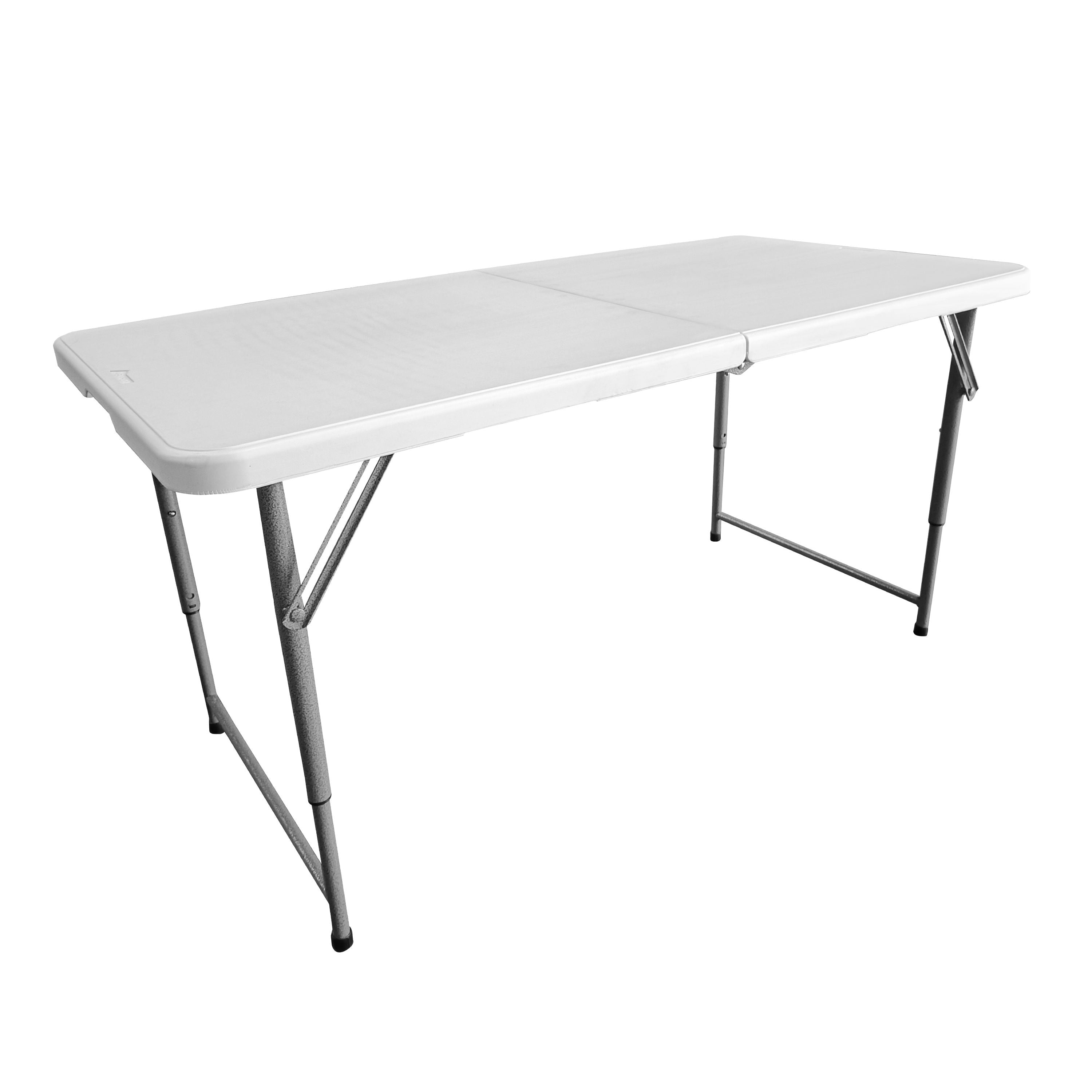 Techni Home Height Adjustable 4 Ft Granite White Folding Table – Premium 4 Foot Folding Table Ideal For Camping, Picnic, Party Or As Kids Table