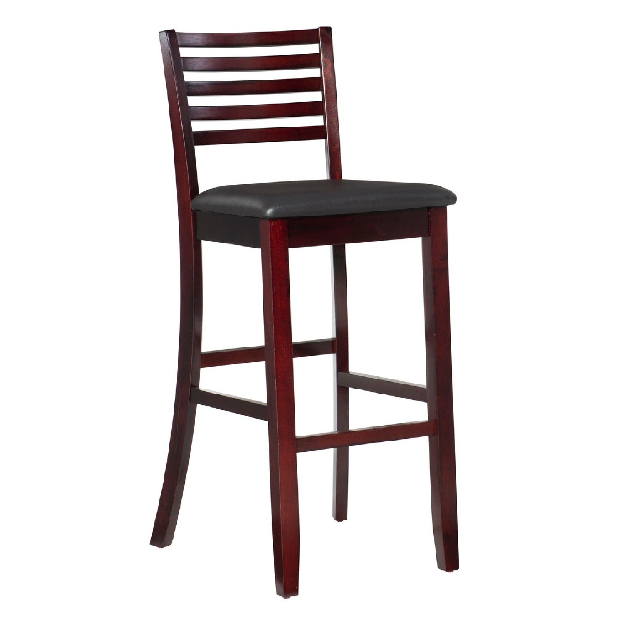 Barstool with Leatherette Seat and Ladder Back, Espresso Brown