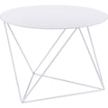 Accent Table with Open Geometric Base and Round Top, White