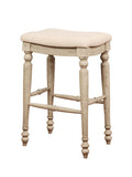 Saddle Top Wooden Bar Stool with Fabric Upholstery,Brown and Beige