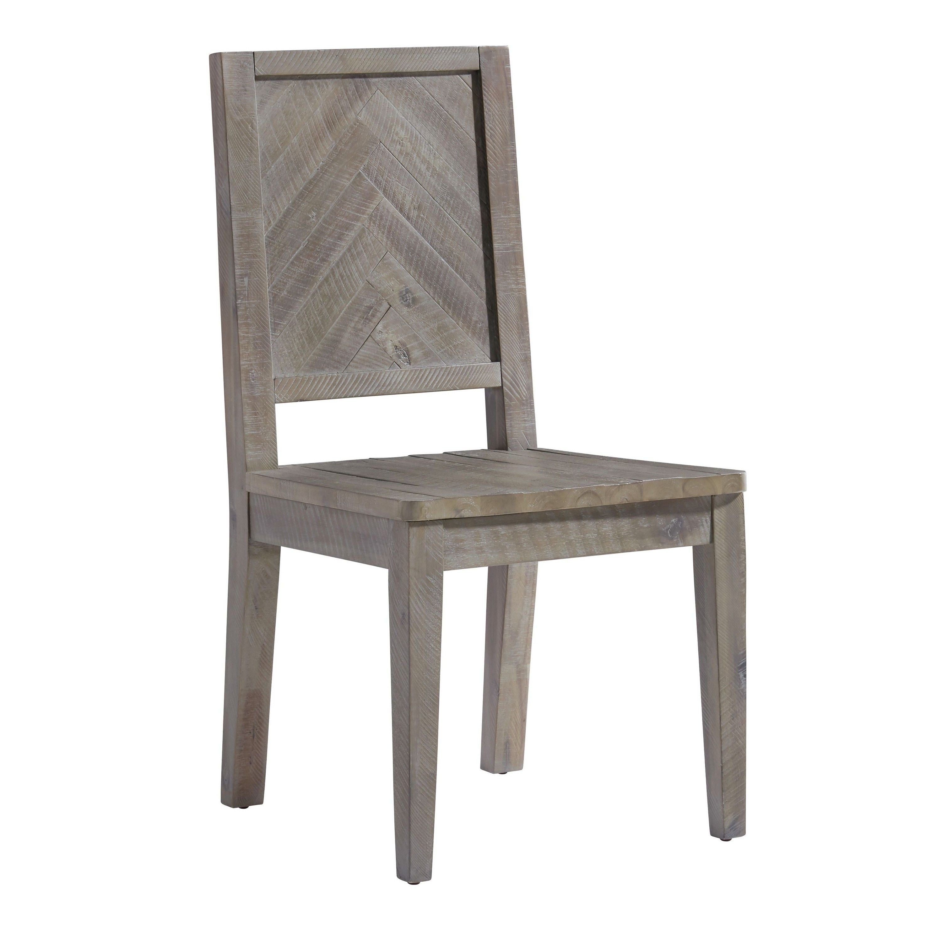 Wooden Side Chair with Fabric Upholstered Seat, Brown
