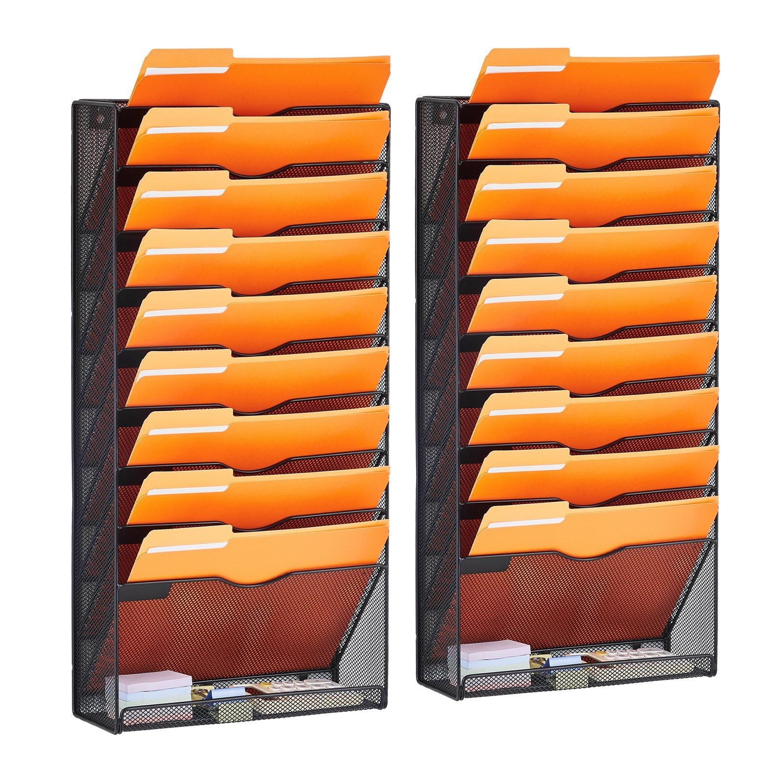 Vevor File Wall Rack, Two-Piece 10 Pockets Mesh Wall File Holder, Wall Mounted Magazine Mail Paper & Document Storage Folder, Me