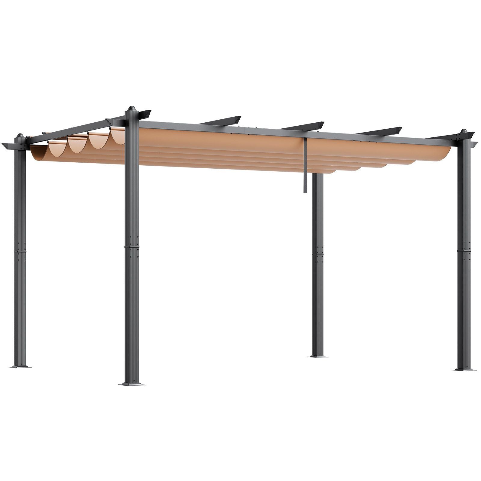Vevor 10'X13' Outdoor Retractable Pergola With Sun Shade Canopy Aluminum Beige