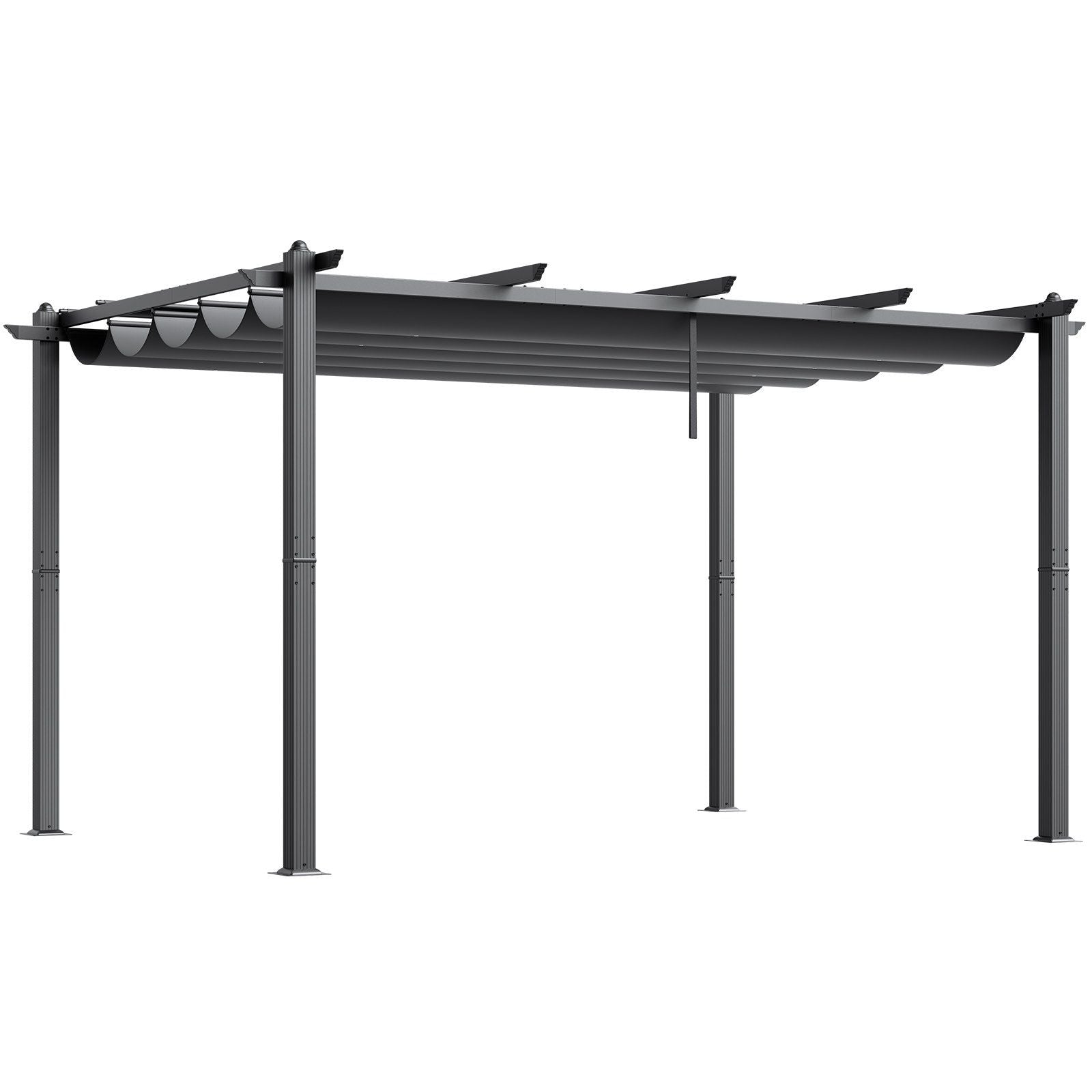 Vevor 10'X13' Outdoor Retractable Pergola With Sun Shade Canopy Aluminum Gray