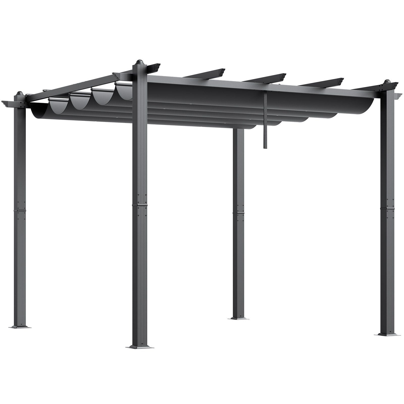 Vevor 10'X10' Outdoor Retractable Pergola With Sun Shade Canopy Aluminum Gray