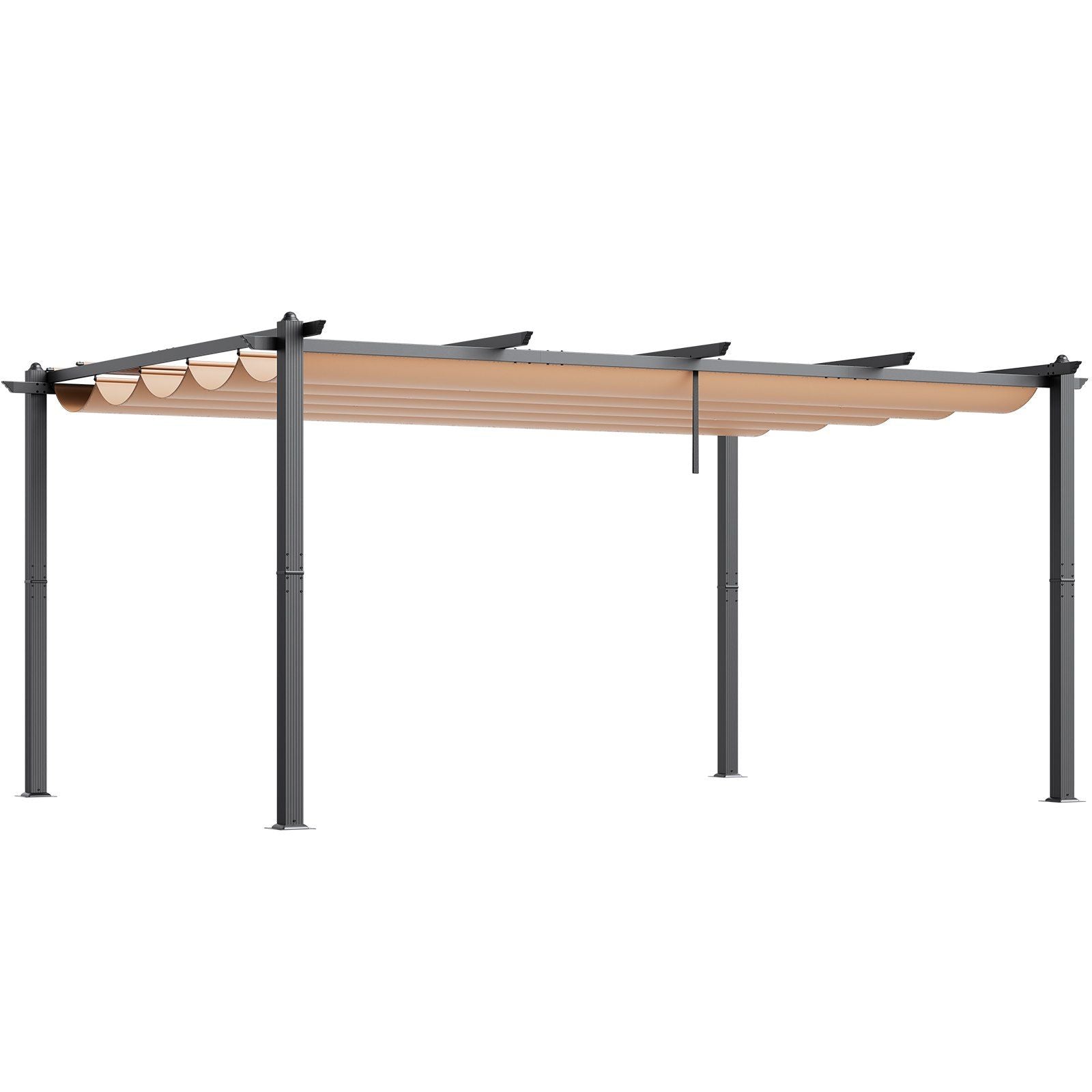 Vevor 12'X16' Outdoor Retractable Pergola With Sun Shade Canopy Aluminum Beige