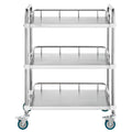 VEVOR Lab Rolling Cart, 3-Shelf Stainless Steel Rolling Cart, Lab Serving Cart with Swivel Casters, Dental Utility Cart for Clin
