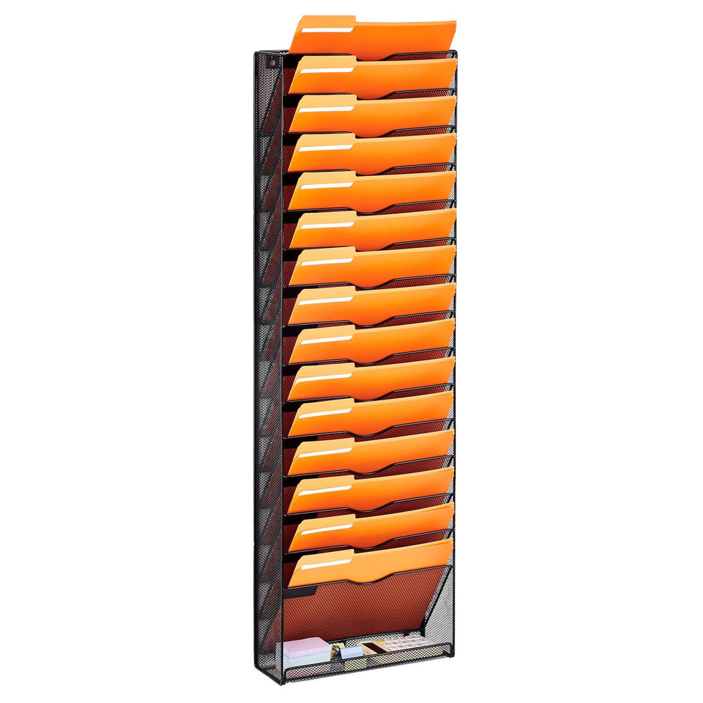 Vevor Hanging Wall Files Organizer, 16-Tier Vertical Wall File Holder, Metal Wall Mounted Magazine Mail Paper Document Storage F