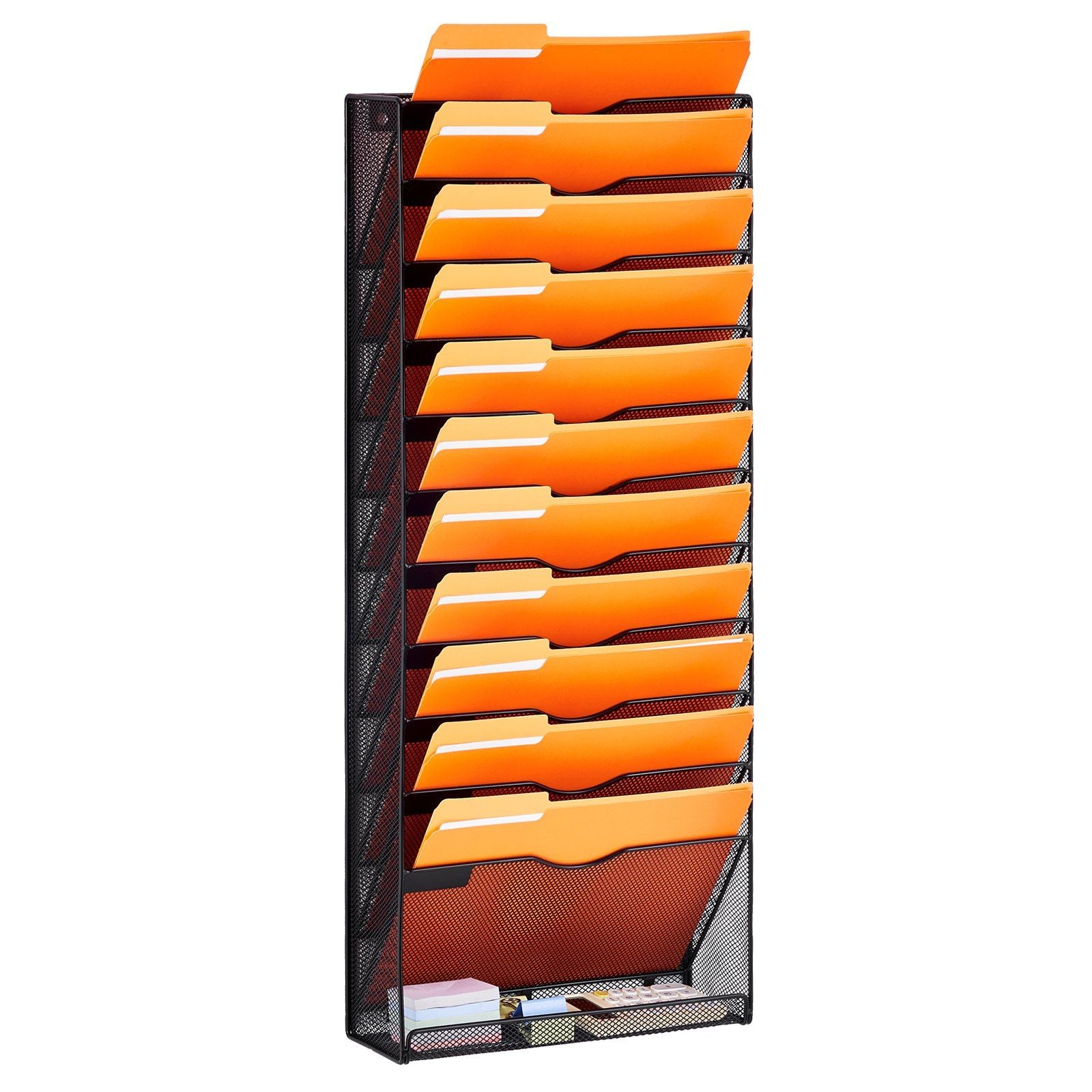 Vevor File Wall Rack, One-Piece 12 Pockets Mesh Wall File Holder, Wall Mounted Magazine Mail Paper & Document Storage Folder, Me