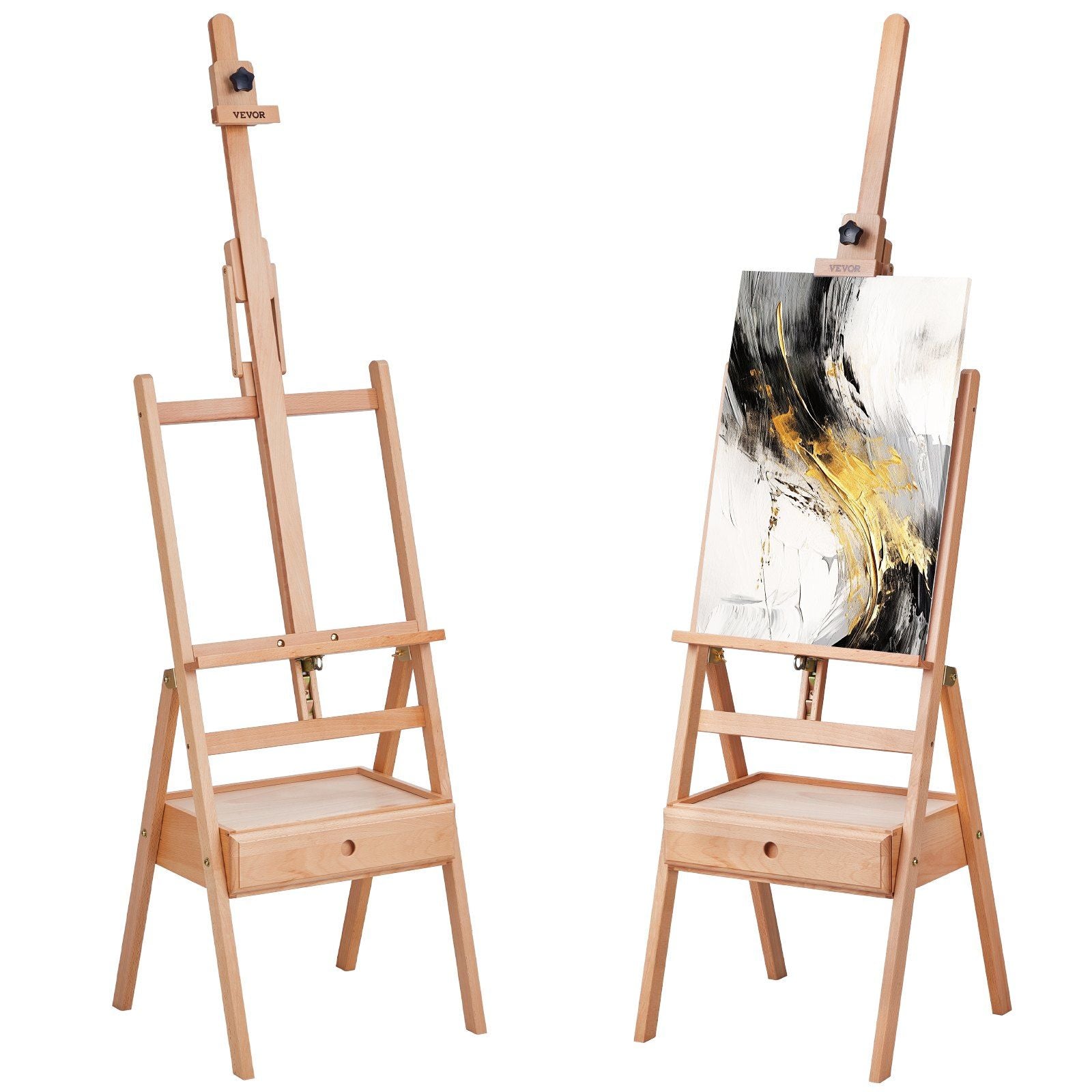 Vevor Studio H-Frame Easel Holds Canvas Art Up To 36' Beechwood Artists Easel