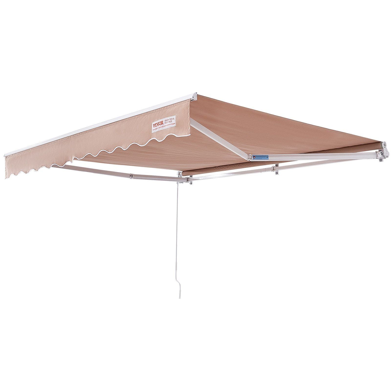 VEVOR Manual Retractable Awning, 12 x 10 ft Outdoor Patio Awning Retractable Sun Shade, Water-Resistant Polyester Patio Door Win