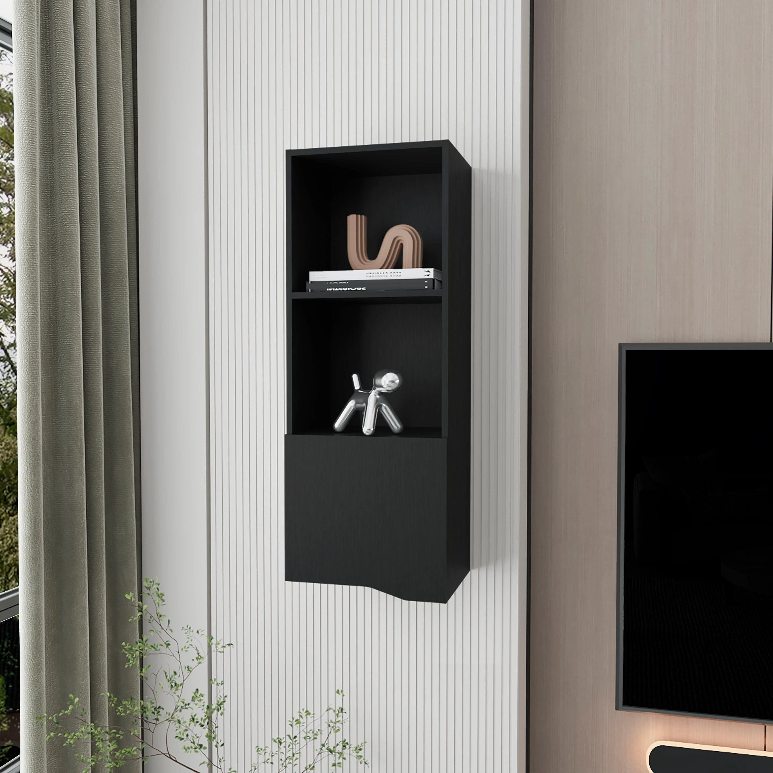 Black Wall Cabinet with One Door