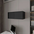 Black Floating Cabinet with Sliding Door