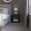 Black Nightstand with Open Storage