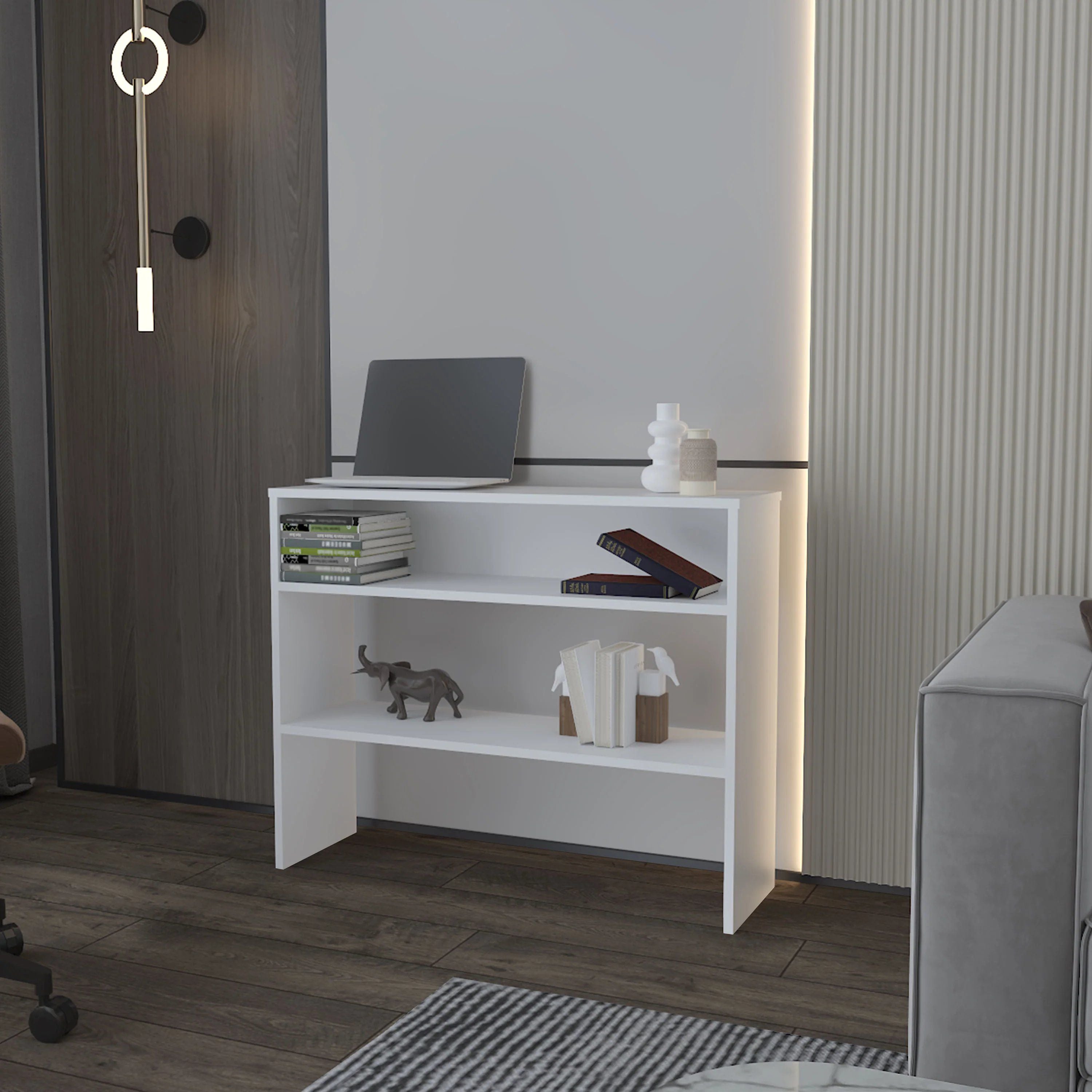 White Console Table with Open Storage