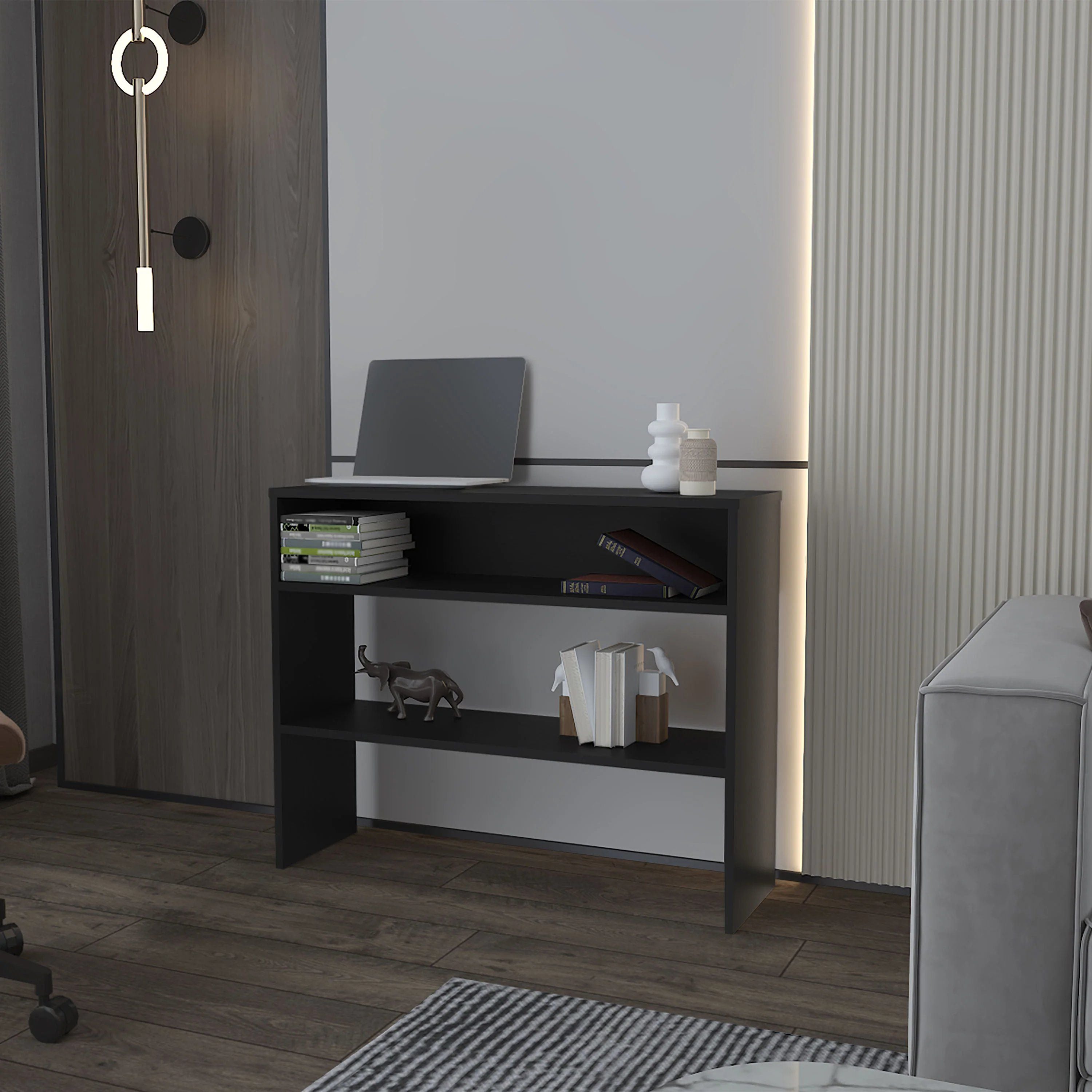 Black Console Table with Open Storage