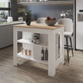Light Pine and White Kitchen Island with Open Storage