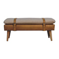 Boucl Buffalo Hide Tan Leather Bench