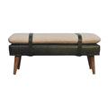 Boucl Buffalo Hide Olive Green Leather Bench