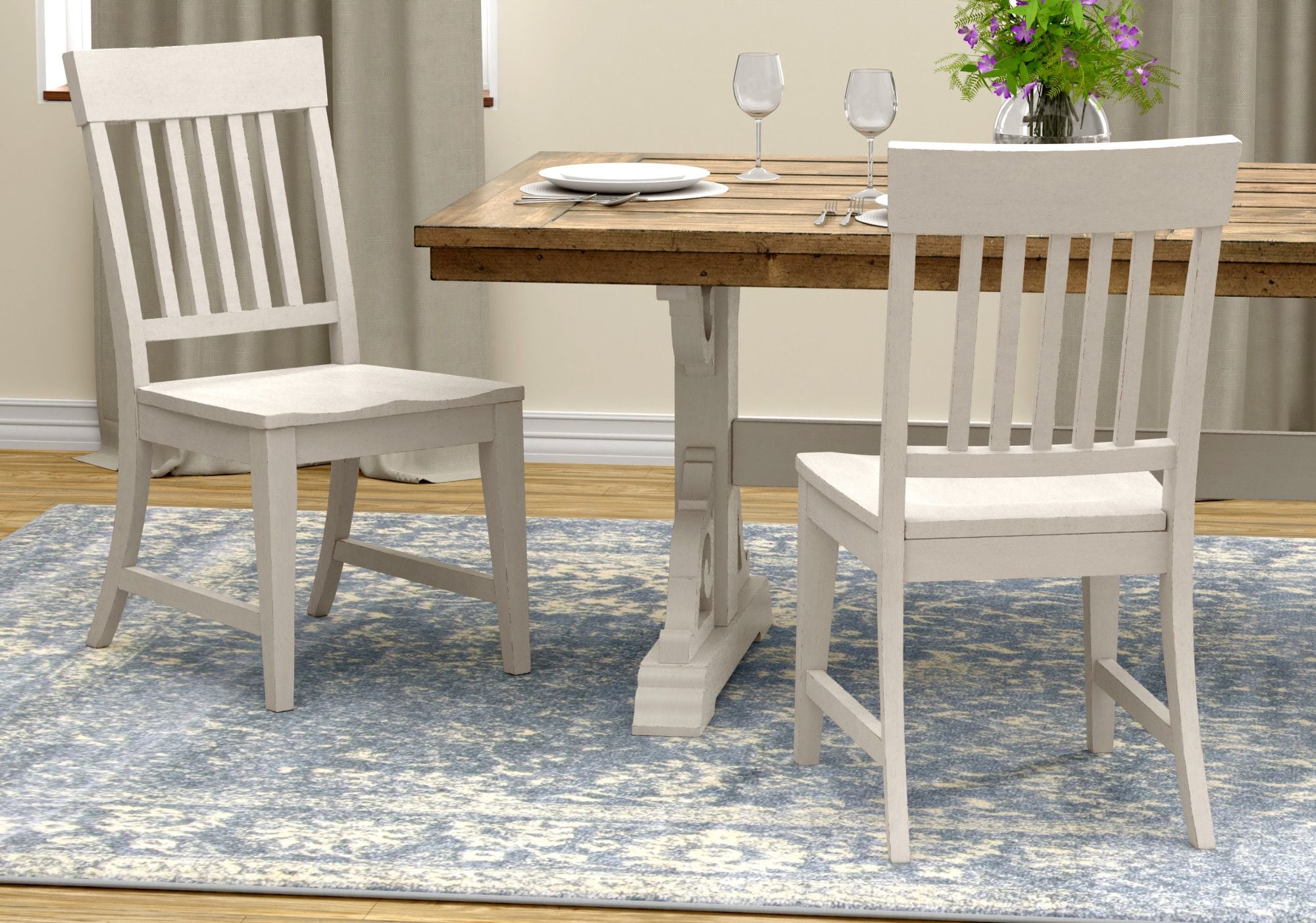 Wallace & Bay Haidel White Slat Back Dining Chairs, Set of 2