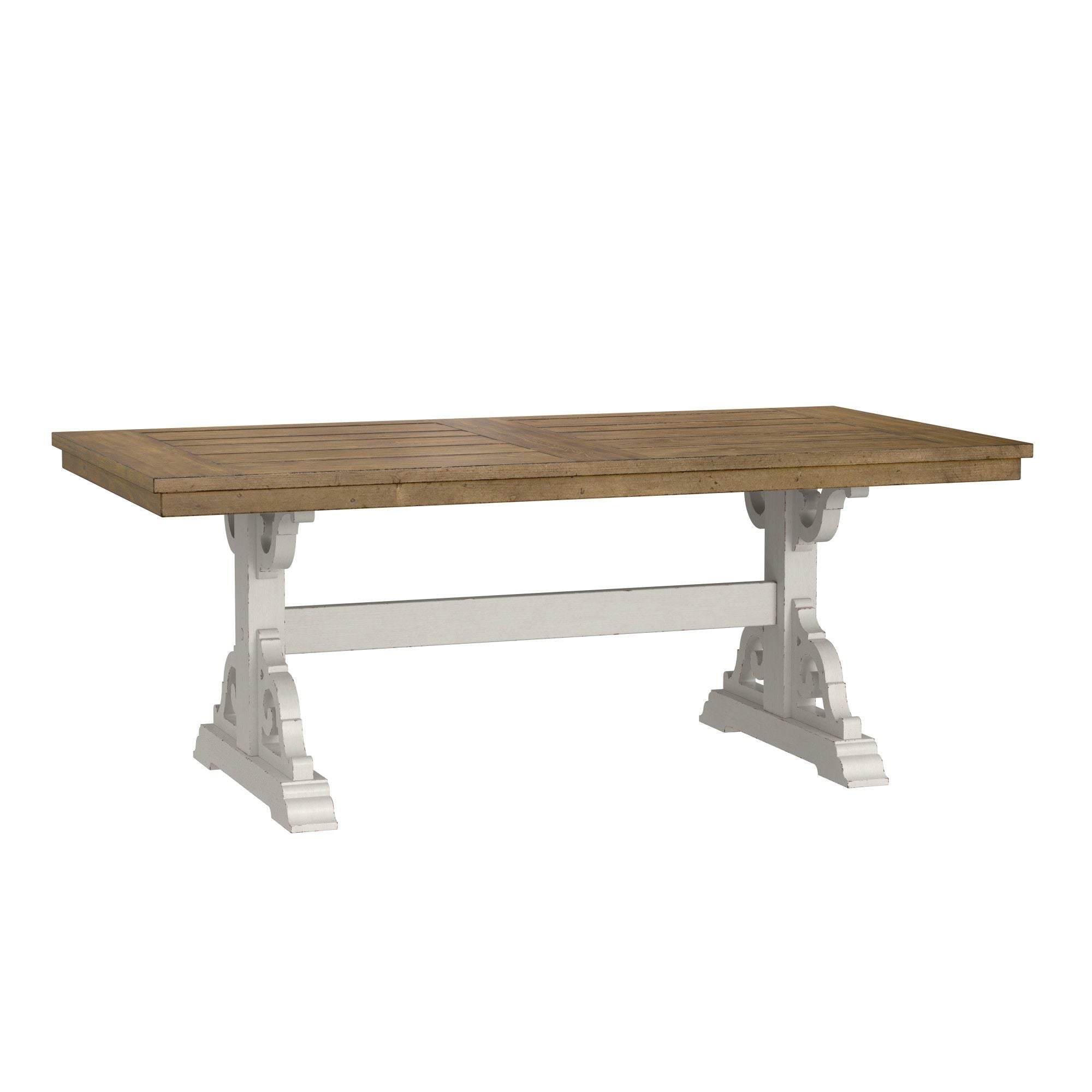 Wallace & Bay Haidel Brown And White Trestle Dining Table