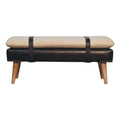 Boucl Buffalo Hide Black Leather Bench