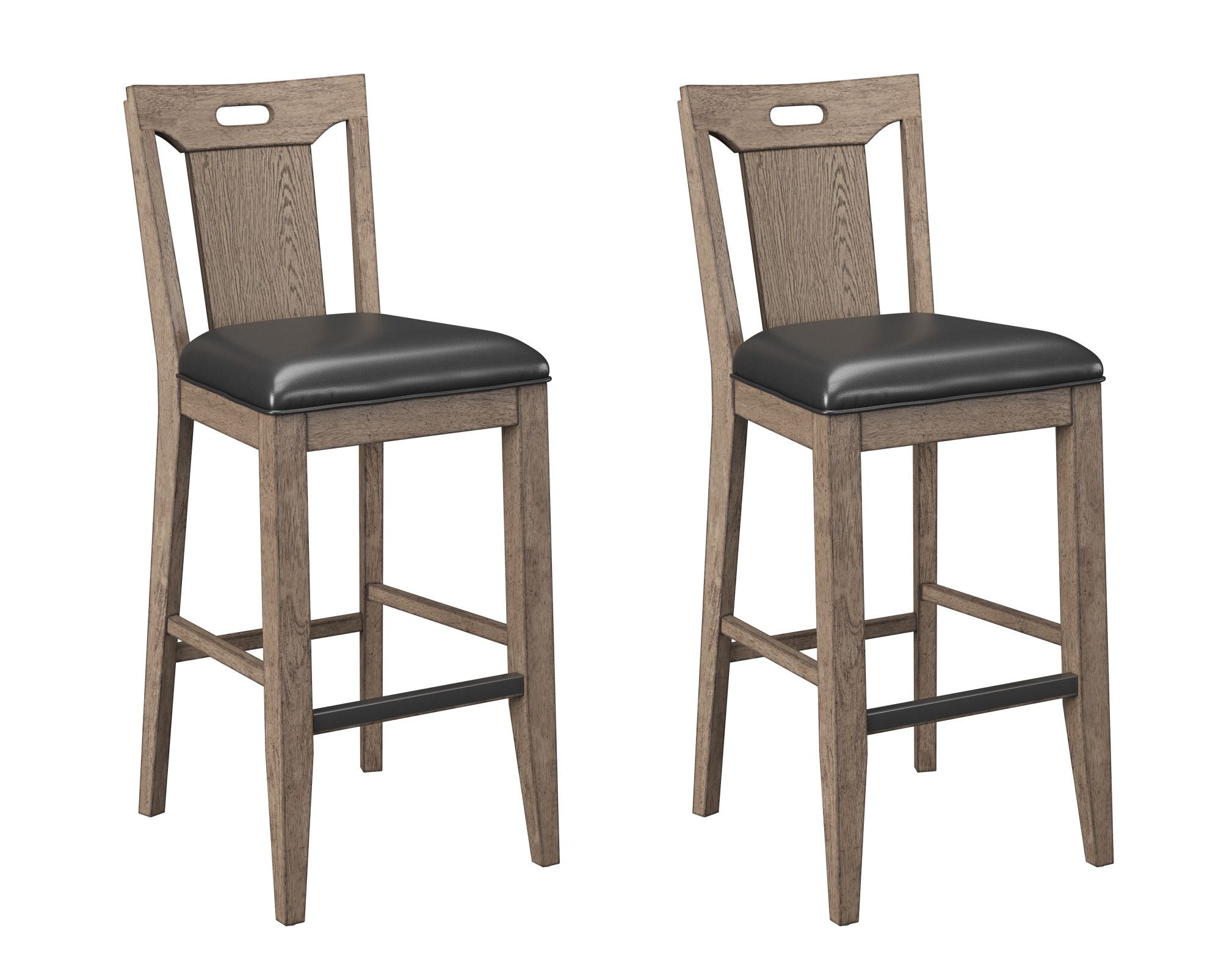 Wallace & Bay Benti Brown Slat Back Bar Stools, Set of 2