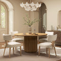 Louise Split Back Upholstered Dining Side Chair, Set of 2, Travertine Beige Chenille