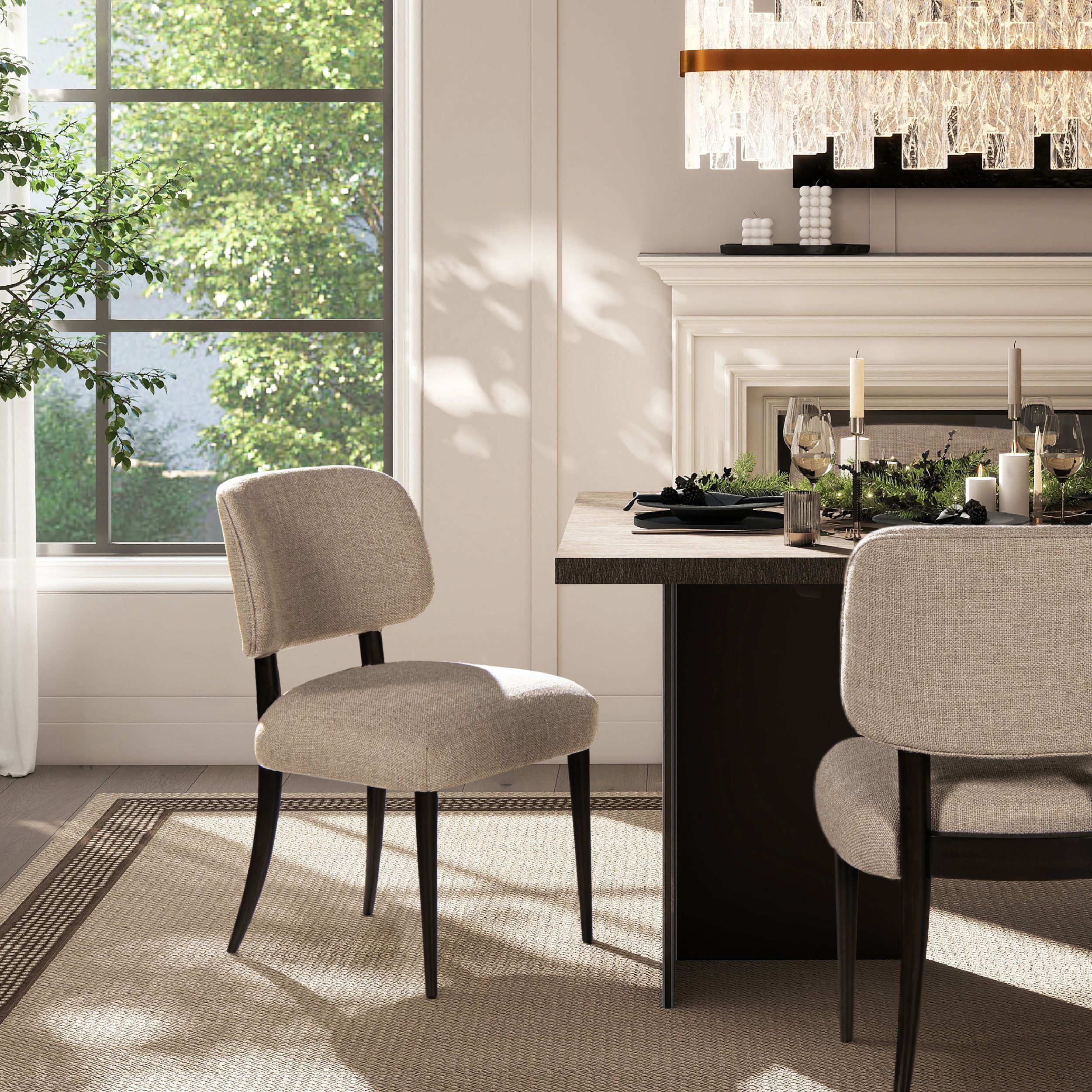 Harriet Split Back Upholstered Dining Side Chair, Set of 2, Merino Gray Wool Blend