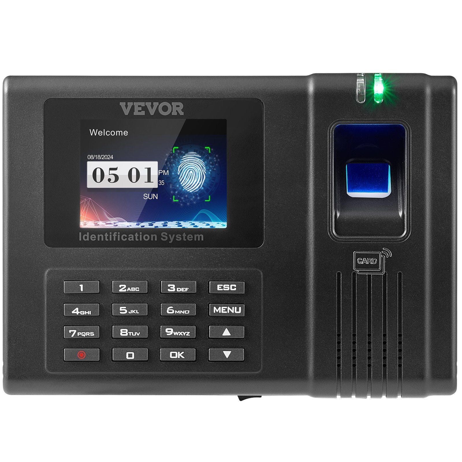 Vevor Time Clock, Employee Attendance Machine With Fingerprint, Rfid And Pin Punching In One, Standalone Biometric Clock In Mach
