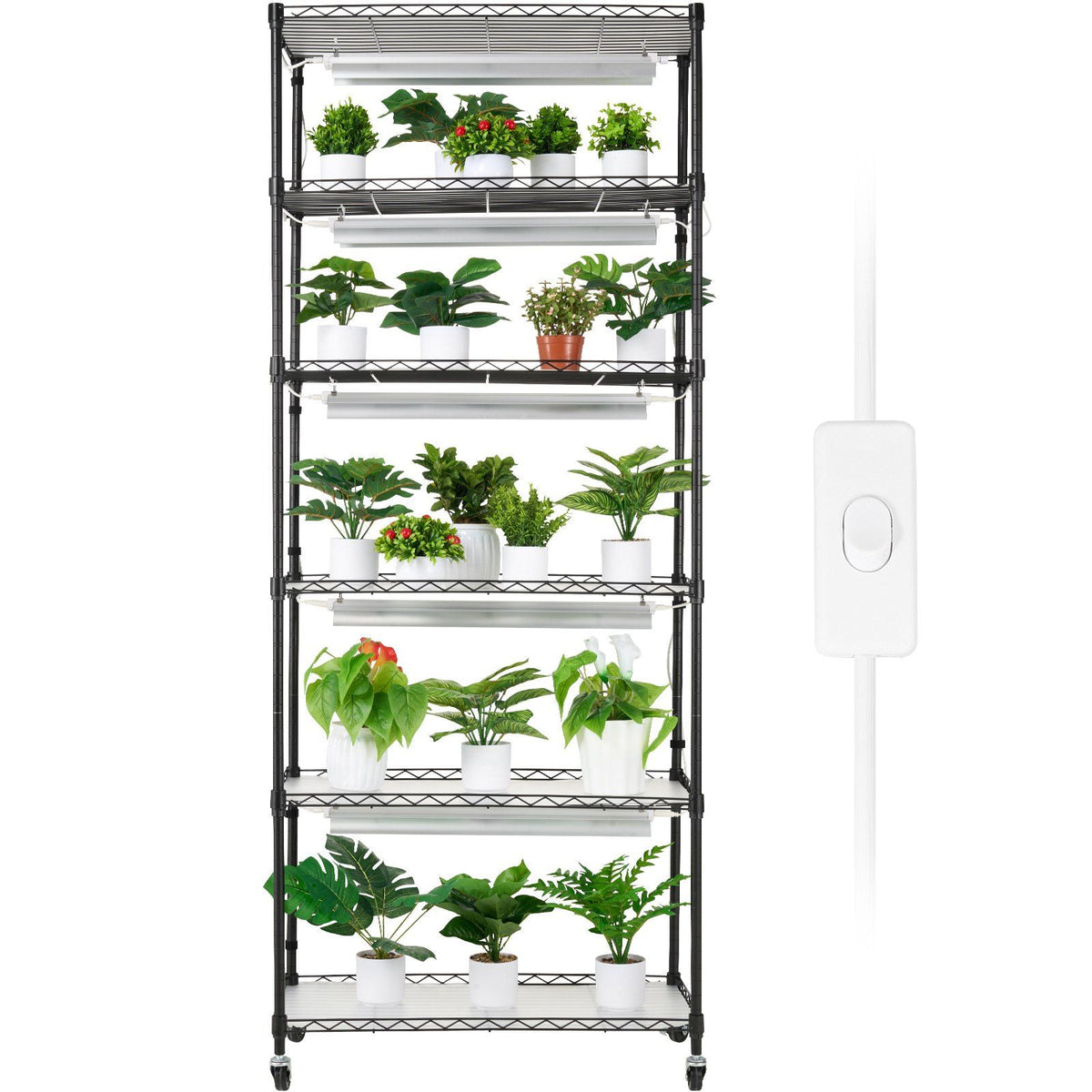 Vevor Diy Plant Stand With Grow Lights 6 Tiers 192W 70.9' Tall Plant Grow Shelf
