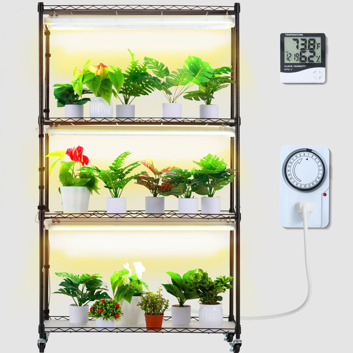 Vevor Plant Stand With Grow Lights 4 Tiers 180W 59.1' Tall Plant Grow Shelf