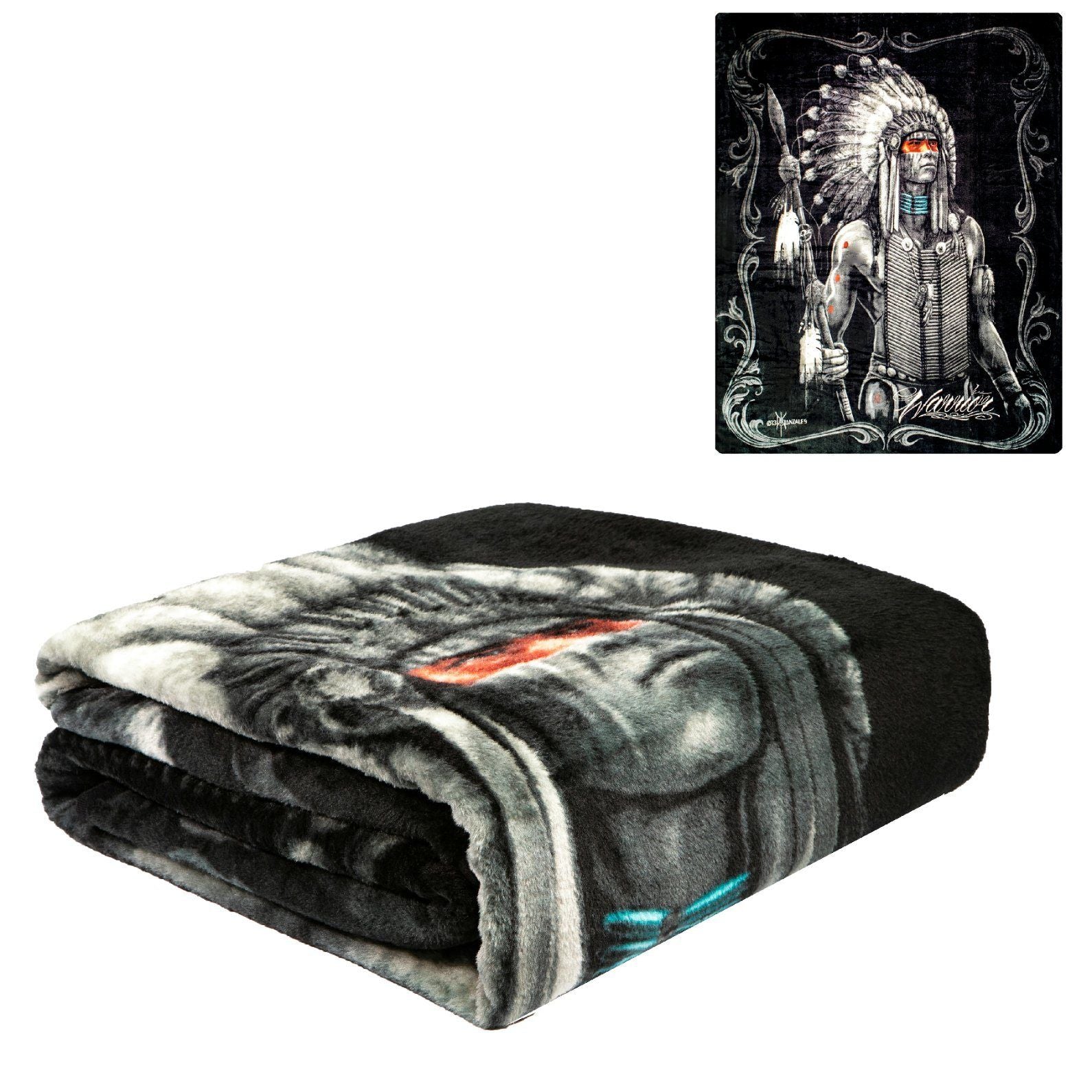 Plush Throw Blanket - Warrior - QUEEN BED 79x 95 - Special Edition Faux Fur Blanket For Beds, Sofa, Couch, Picnic, Camping(D0102