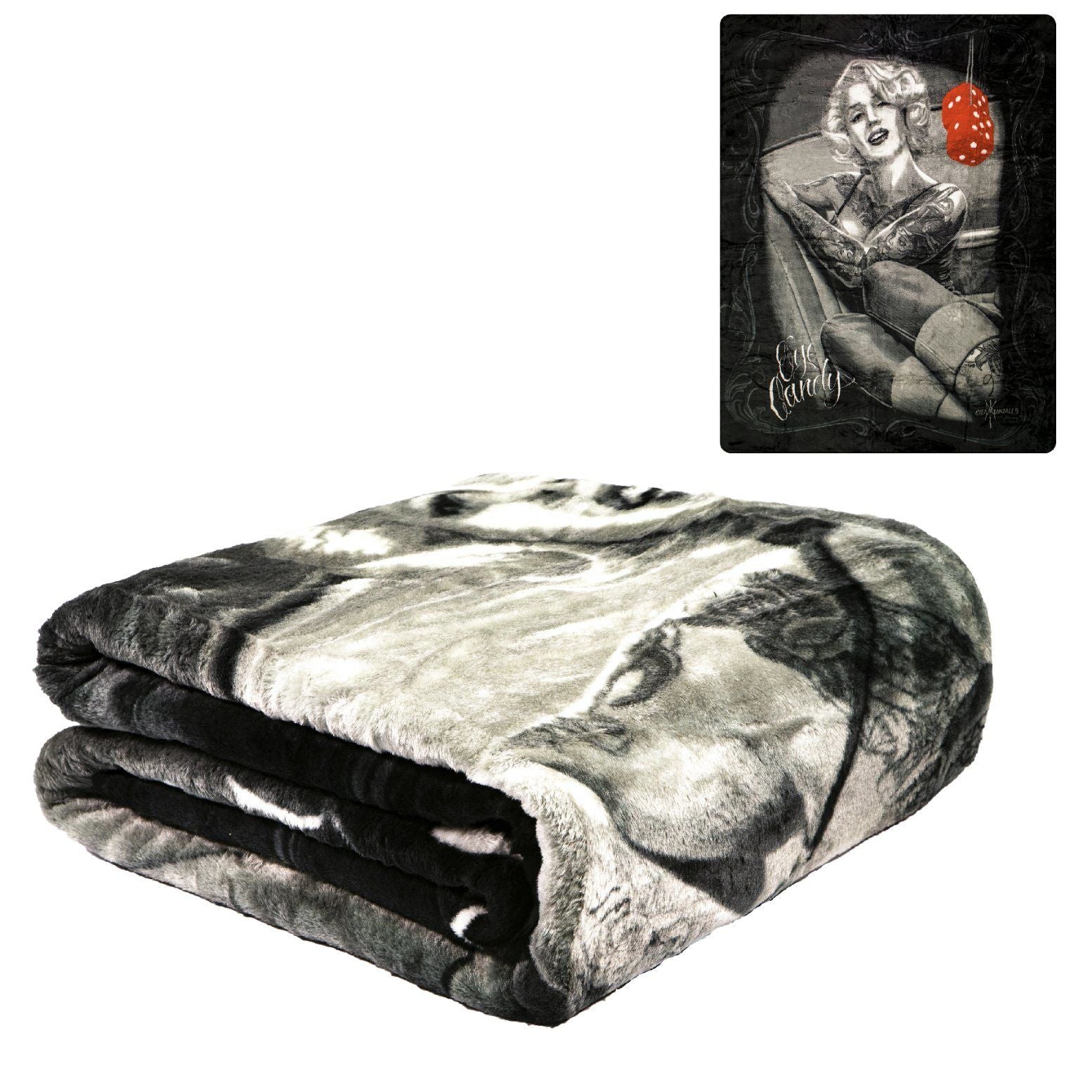 Plush Throw Blanket - Eye Candy - QUEEN BED 79x 95 - Special Edition Faux Fur Blanket For Beds, Sofa, Couch, Picnic, Camping(D01