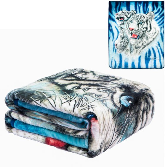 Flannel Fleece Plush Blanket  9 White Tigers  QUEEN BED 79x 95  Lightweight Microfiber Blanket For Beds, Sofa, Couch, Picni