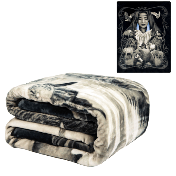 Flannel Fleece Plush Blanket - Mother Earth - QUEEN BED 79x 95 - Lightweight Microfiber Blanket For Beds, Sofa, Couch, Picnic, C