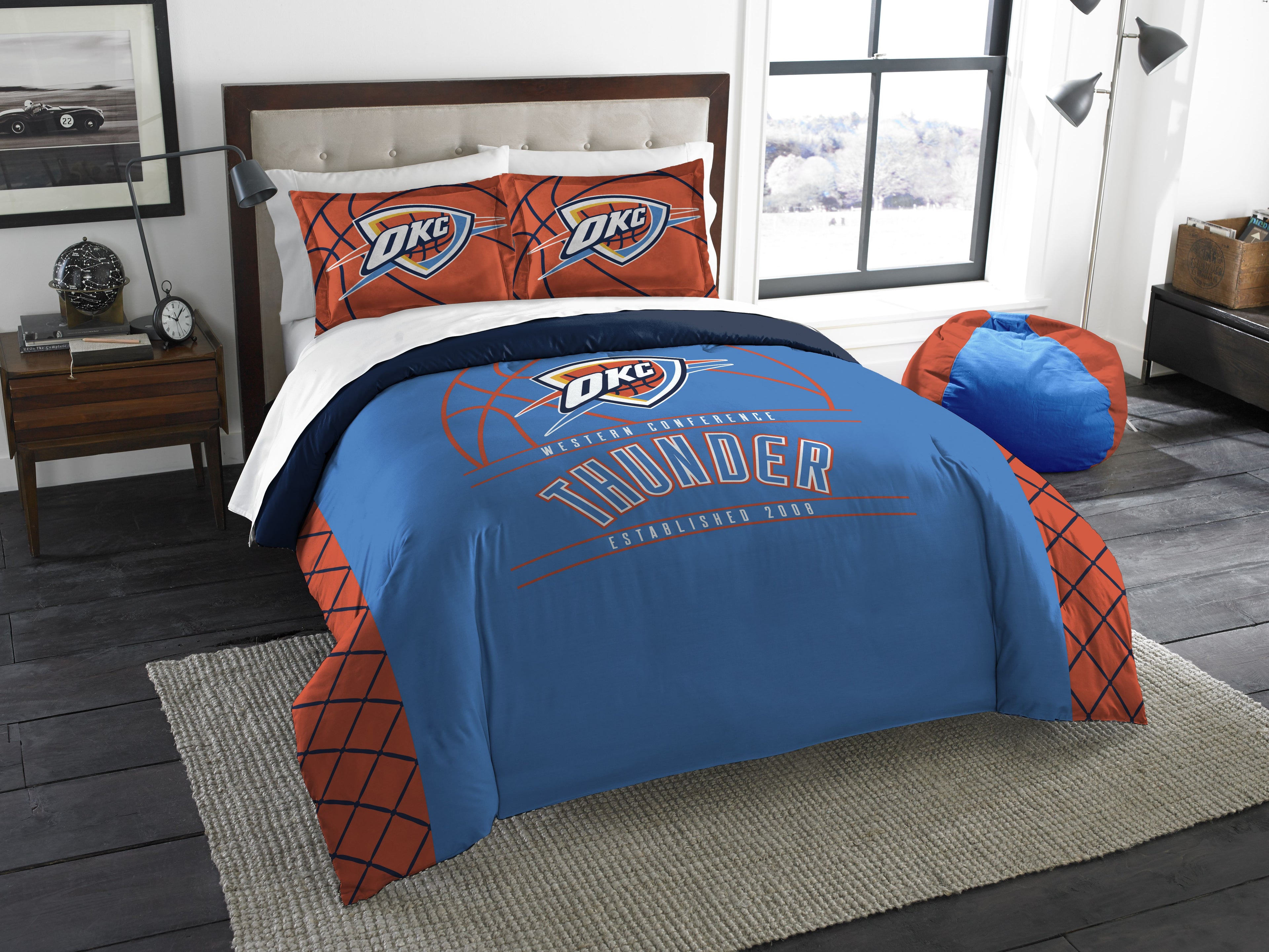 Thunder Official National Basketball Association, Bedding, 'Reverse Slam' Full/Queen Printed Comforter (86'X 86') & 2 Shams