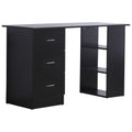 47 Modern Home Office Computer Workstation Desk with 3-Tier Shelves 3 Storage Drawers - Black
