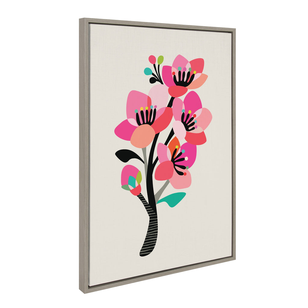 Sylvie Mid Century Modern Cherry Blossoms Framed Canvas by Rachel Lee of My Dream Wall