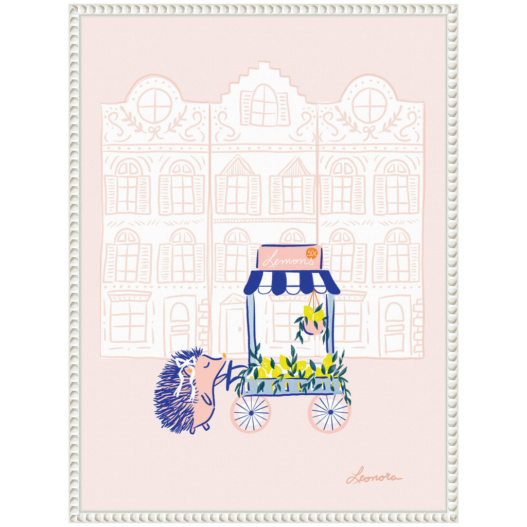 Sylvie Beaded Lemon Stroll Framed Canvas by Yellow Heart Art