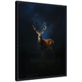 Cobalt Night Sky Deer by The Creative Bunch Studio Framed Canvas Wall Art Print