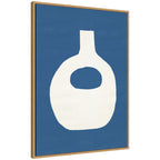 Sylvie Ceramic Blue Beige 3 Framed Canvas by Rocket Jack